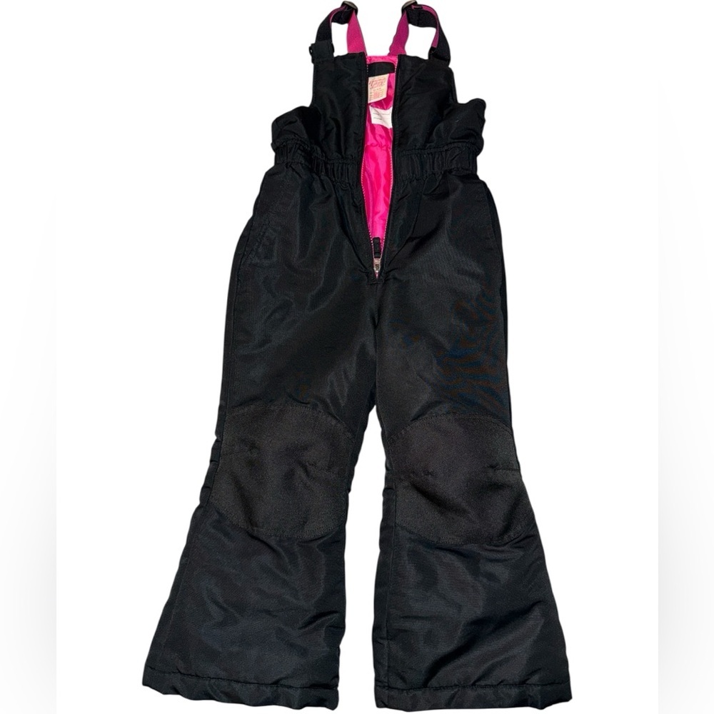 Faded Glory Black and Pink Kids Girls Water Proof Overalls Bib size XS
